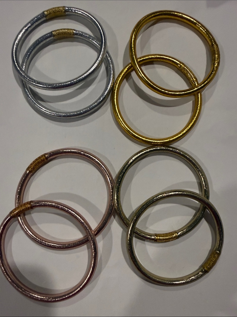 Metallic Multi-Color Bangle Set - Gold, Silver, Rose Gold, Bronze